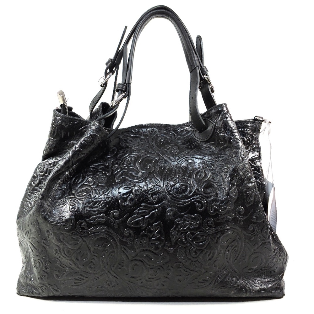 ISADORA 🇮🇹 WOMEN'S BLACK SOFT GENUINE LEATHER HANDBAG - Picture 3 of 5